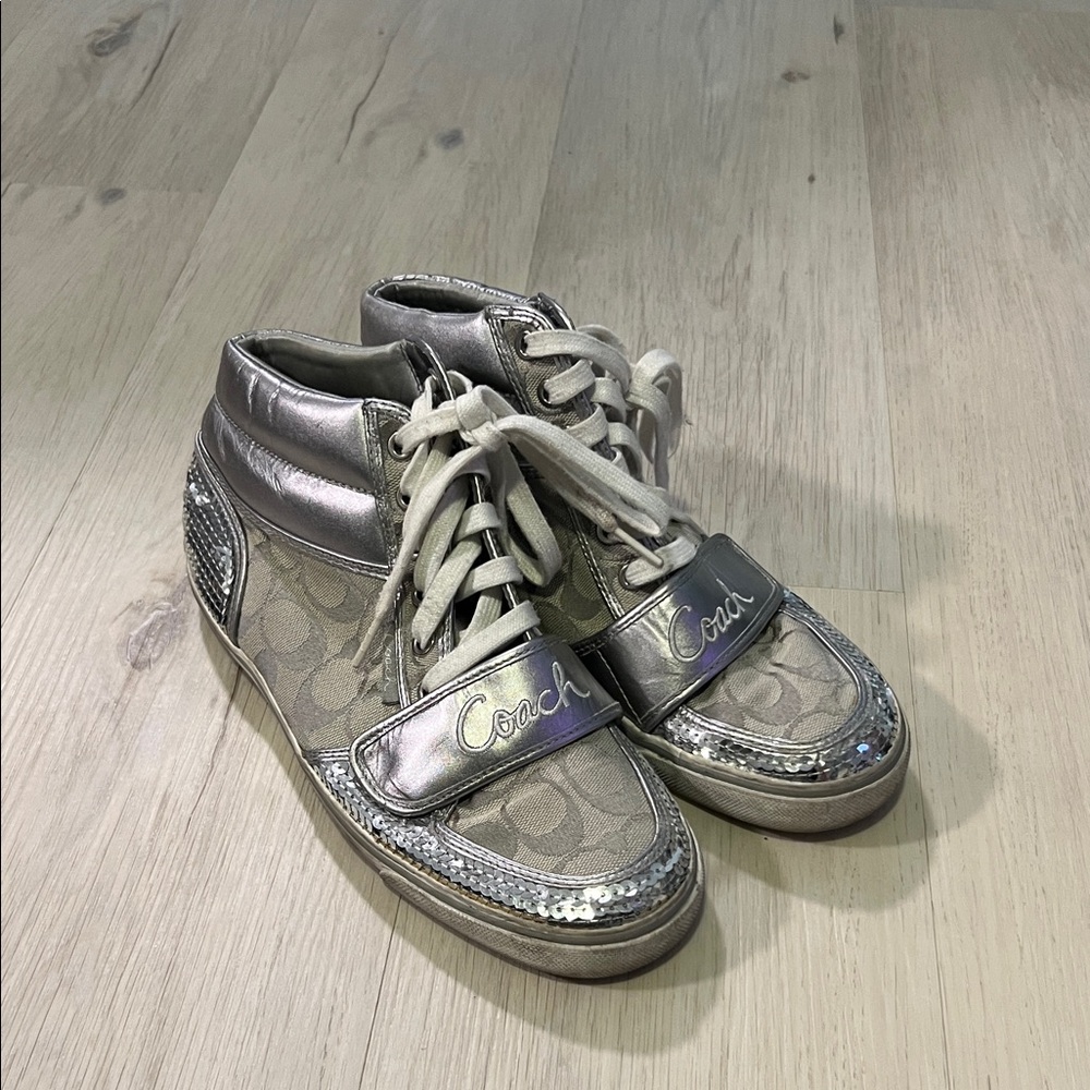 Coach Metallic Silver Sneakers